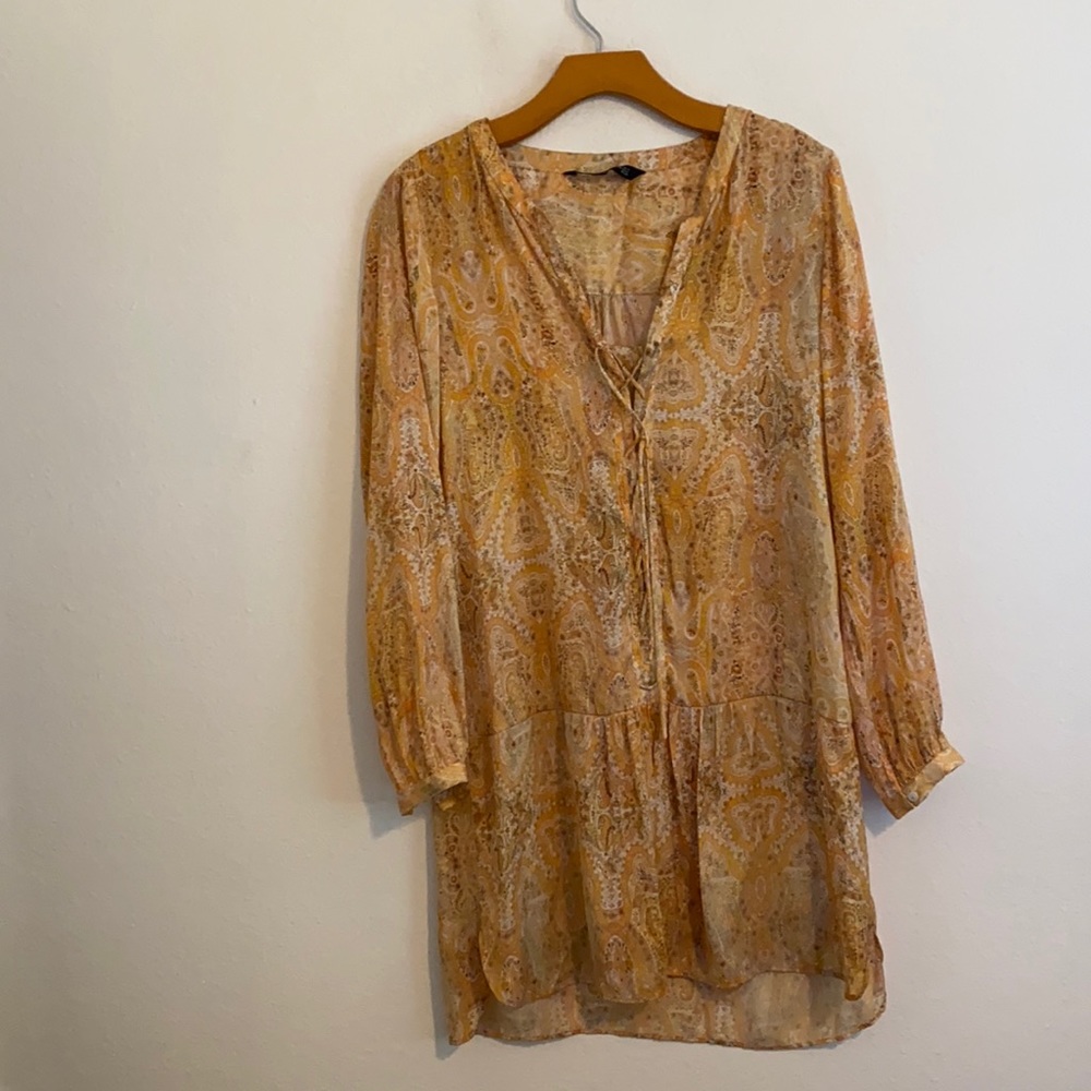 ZARA WOMEN YELLOW LONG SLEEVE DRESS SIZE MEDIUM